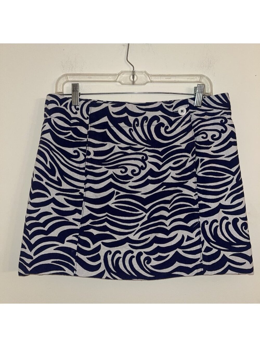 Lilly Pulitzer Maida On The Horizon Bright Navy Jacquard Faux Wrap Mini Skirt 10